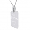 Collier rectangle moyen personnalisé chaîne et pendentif je t'aime avec la gravure de deux prénoms et d'une photo en argent 925