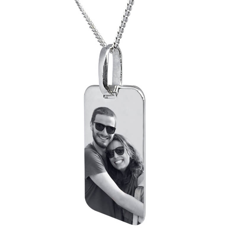 MeMeDIY Personnalisé Dog Tag Pendentif Collier Gravure Nom/Date/Texte/Couleur Image pour Hommes Femmes Acier Inoxydable Bijoux Bundle avec Chaîne Réglable, Porte-clés, Silencieux (Argent