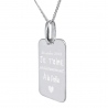 Collier rectangle moyen personnalisé chaîne et pendentif amour avec la gravure d'une date et d'une photo en argent 925