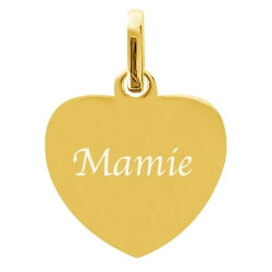 Pendentif cœur en plaqué or 750/1000ème gravé avec un texte