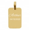 Pendentif rectangle en Plaqué or 750/1000ème gravé avec un texte