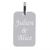 Pendentif rectangle en argent 925/1000ème gravé avec un texte