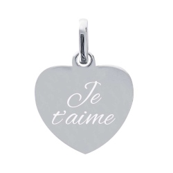 Pendentif cœur en argent 925/1000ème gravé avec un texte