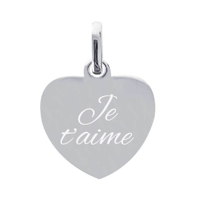 Pendentif cœur en argent 925/1000ème gravé avec un texte