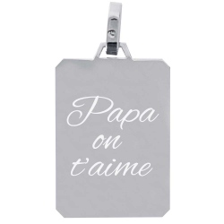 Pendentif grand rectangle en argent 925/1000ème gravé avec un texte