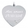 Pendentif personnalisé cœur love en argent 925 gravé avec photo prénom date texte