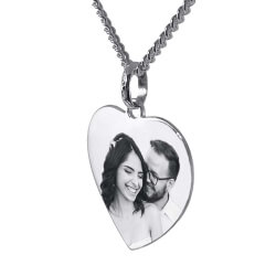 Pendentif personnalisé gravure photo petit cœur love en argent 925
