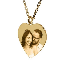 Pendentif personnalisé gravure photo petit cœur love en plaqué or