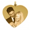 Médaillon personnalisé gravure photo cœur love en plaqué or