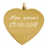 Médaille personnalisé gravure photo cœur love en plaqué or