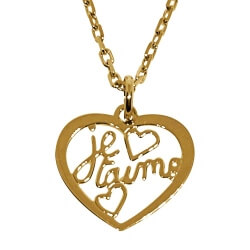 Pendentif saint valentin "je t'aime" en plaqué or