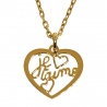 Pendentif saint valentin "je t'aime" en plaqué or