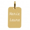 Médaillon gravé personnalisé grand rectangle plaqué or 750