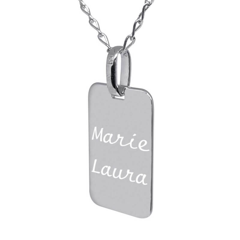 Pendentif gravé personnalisé grand rectangle argent 950