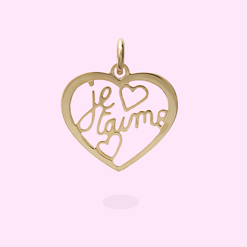 Pendentif saint valentin "je t'aime" en plaqué or