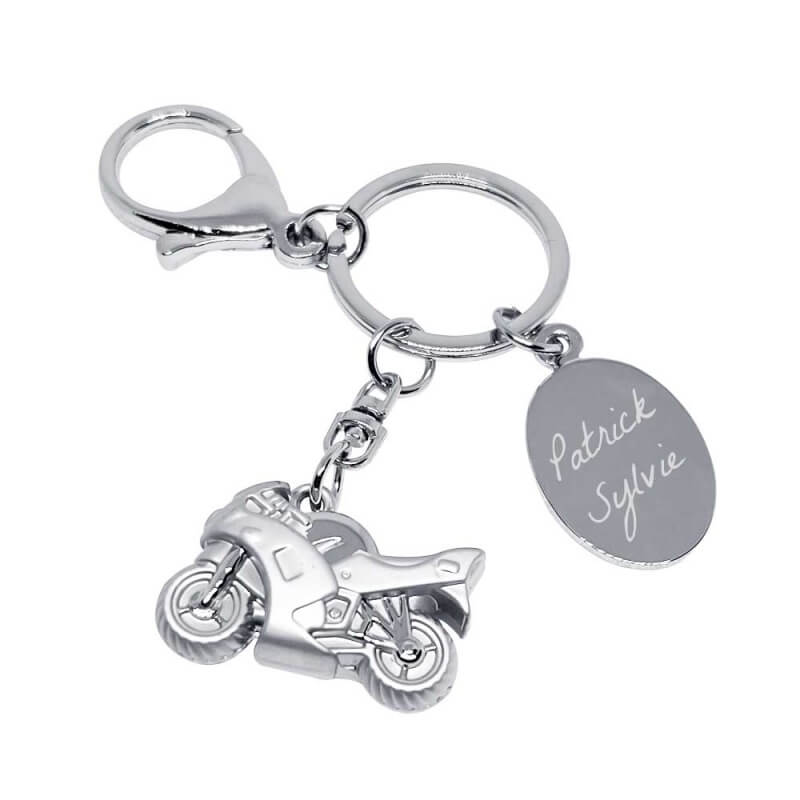 Porte clé moto personnalisé avec une gravure