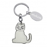 Porte clé prénom personnalisé avec une gravure et un chat en acier inoxydable