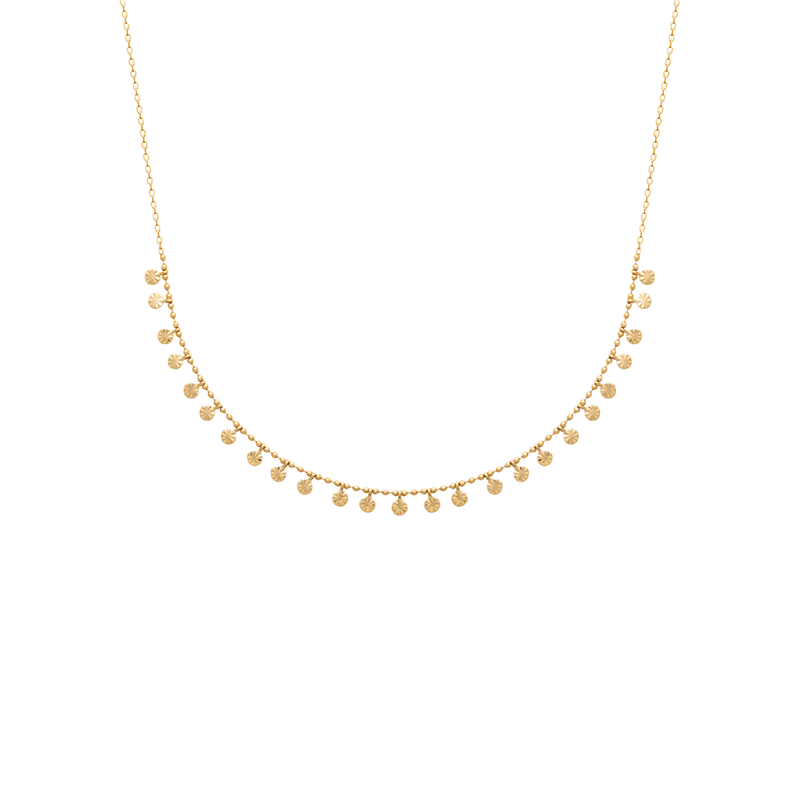 Collier pampilles femme en plaqué or 750, chaîne 45 cm – bijou raffiné et tendance
