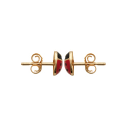 Boucles d'oreilles coccinelle en plaqué or 750 Laquées rouges