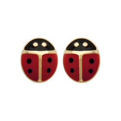 Boucles d'oreilles coccinelle en plaqué or 750 Laquées rouges