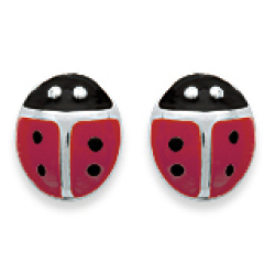 Boucles d’Oreilles Coccinelle en Argent 925 Laqué